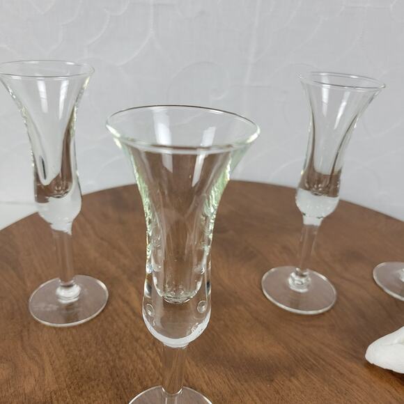 Vintage MCM Blown Clear Glass Cordial Liquor Cocktail 6" Tall Set of 4‎ Glasses - Picture 12 of 13